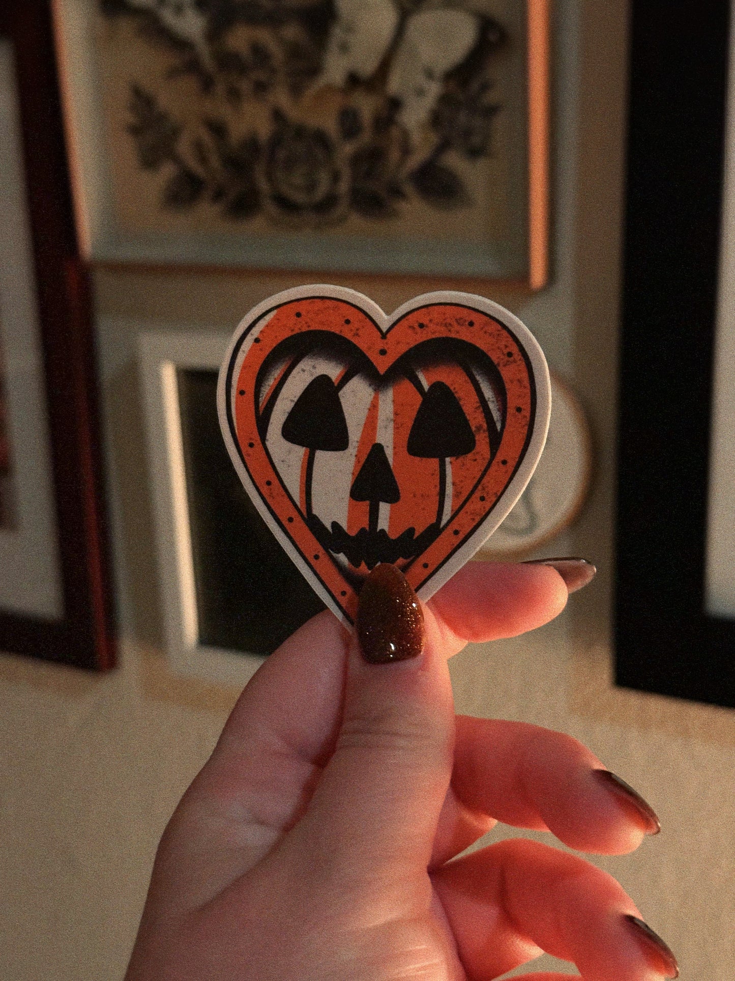 Pumpkin heart sticker