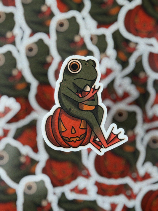 Pumpkin frog matte sticker