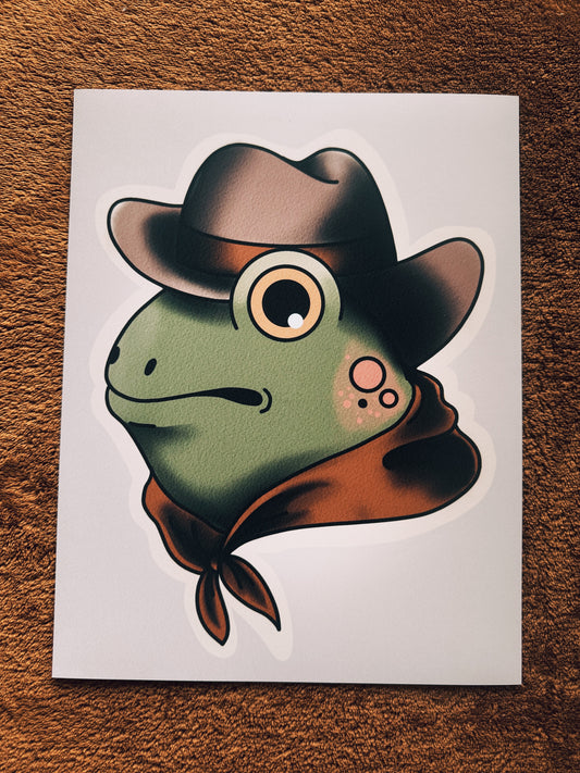 American Traditional Cowboy Frog Print